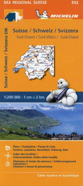 Michelin Regionalkarte Schweiz Süd-West 1 : 200 000