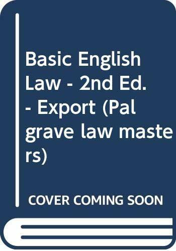 Basic English Law - 2nd Ed. - Export (Palgrave law masters)