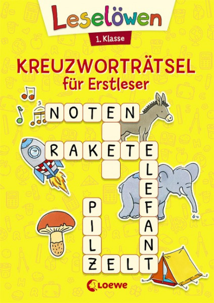 Leselöwen Kreuzworträtsel für Erstleser - 1. Klasse (Gelb)