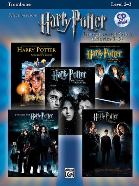 Harry Potter Movies 1-5, w. Audio-CD, for Trombone: Instrumental Solos. Level 2-3. CD: Demo + Play-Along (Instrumental Solos: Harry Potter Instrumental Solos)