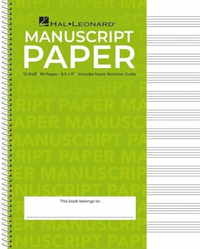 Hal Leonard Standard Wirebound Manuscript Paper | Notenpapier mit Spiralbindung für Komposition und Songwriting | 96 Seiten mit 12 Notensystemen pro ... 8.5 x 11 Zoll mit Notationshilfe: Green Cover