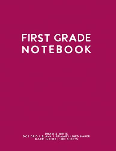 First Grade Notebook: Dark Pink Softcover Primary Composition Journal