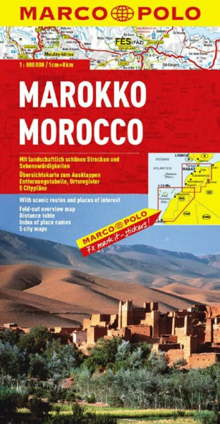 MARCO POLO Kontinentalkarte Marokko 1:800.000: Mit landschaftlich schönen Strecken und Sehenswürdigkeiten. Übersichtskarte zum Ausklappen, ... (MARCO POLO Kontinental /Länderkarten)
