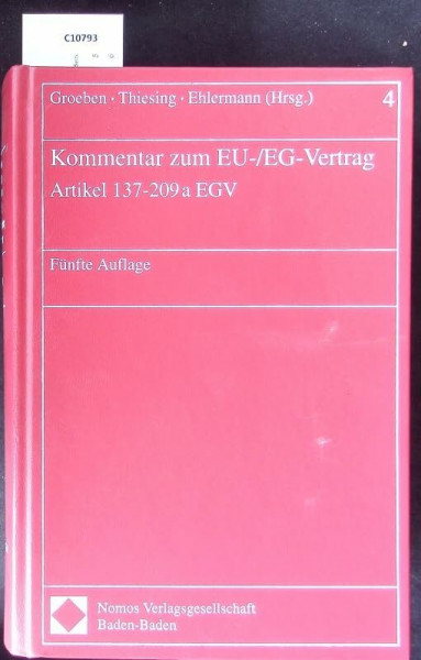 Kommentar zum EU-/ EWG - Vertrag. Band 5.