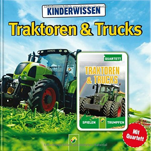 Kinderwissen Traktoren & Trucks: Buch mit 32 Quartettkarten