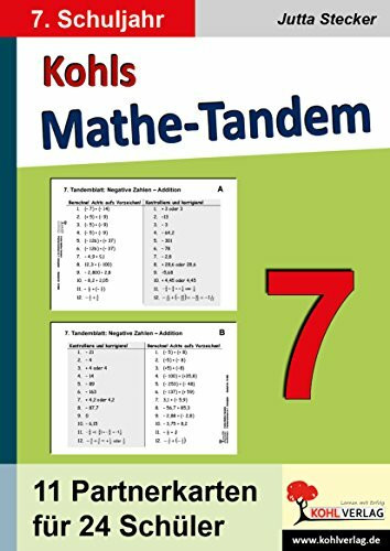 Mathe-Tandem Klasse 7 Partnerrechnen Mathematik Sekundarstufe | Proportionalität Prozentrechnen Negative Zahlen Wahrscheinlichkeit Wiederholung | 72 ... 24 Schüler: Partnerrechnen im 7. Schuljahr