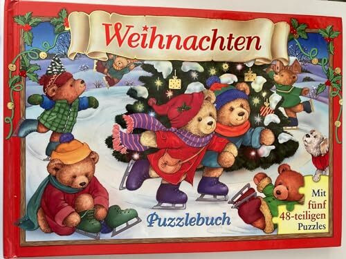 Weihnachten Puzzlebuch. Wir warten aufs Christkind! mit fünf 48-teiligen Puzzles