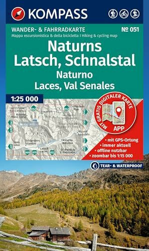 KOMPASS Wanderkarte 051 Naturns, Latsch, Schnalstal / Naturno, Laces, Val Senales 1:25.000: Wander- und Fahrradkarte in einem - inklusive ... Wander-& Radwege. Skitouren. Langlaufen.
