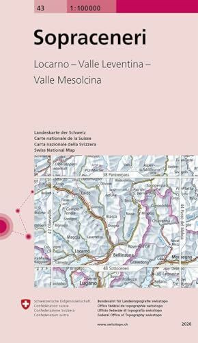 Swisstopo 43 Sopraceneri, Locarno - Valle Leventina - Valle Mesolcina (Landeskarte 1, 100 000, Band 43)