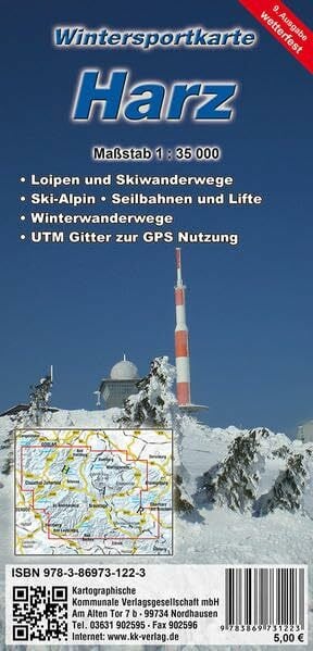 Wintersportkarte Harz: Loipen- und Wintersportkarte (wetterfest): Loipen und Skiwanderwege, Ski-Alpin, Seilbahnen und Lifte, Winterwanderwege, UTM Gitter zur GPS Nutzung. Wetterfest