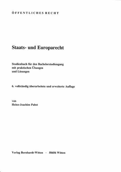 Staats- und Europarecht: (keine Auslieferung über den Buchhandel)