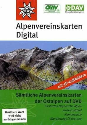 Alpenvereinskarten Digital: Neuauflage der bewährten DVD, jetzt mit acht AV-Karten der Bayerischen Alpen, mit Skirouten und Namendatenbank. 20 ... 98 SE/ME/2000/XP/Vista. GPS- u. PDA-taugl.