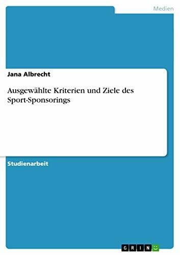Ausgewählte Kriterien und Ziele des Sport-Sponsorings Ausgewählte Kriterien und Ziele des Sport-Sponsorings
