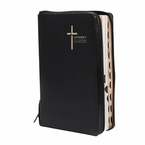 Luther21 - F.C. Thompson Studienausgabe: Luther21 - F.C. Thompson Studienausgabe - Standard - Cromwell-Leder schwarz - Goldschnitt - Griffregister - Reißverschluss - Worte Jesu in Rot