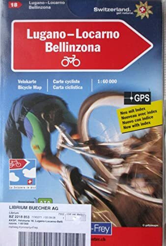 Lugano - Locarno - Bellinzona 1 : 60 000. Radwanderkarte. Mit Index: Nr. 18, Velokarte, 1:60000, waterproof, Freemap on Smartphone included (Kümmerly+Frey Velokarten, Band 18)