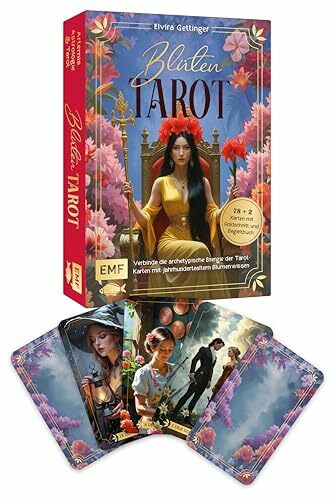 Tarot-Kartenset: Blütentarot | Verbinde die archetypische Energie der Tarot-Karten mit jahrhundertealtem Blumenwissen: 78 Karten plus 2 Bonuskarten mit Goldschnitt und bunt illustriertem Begleitbuch