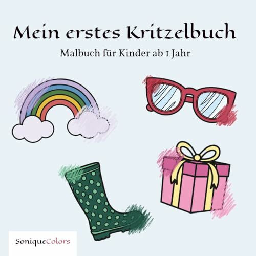 Mein erstes Kritzelbuch – Malbuch für Kinder ab 1 Jahr: 50 einfache Motive zum Ausmalen und Kritzeln für Kleinkinder