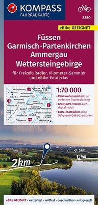 KOMPASS Fahrradkarte 3350 Füssen, Garmisch-Partenkirchen, Ammergau, Wettersteingebirge 1:70.000