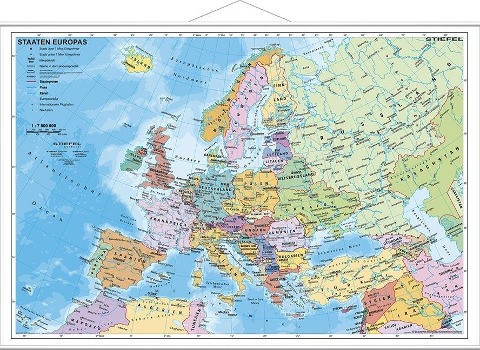 Staaten Europas, politisch 1 : 7 200 000. Wandkarte Kleinformat mit Metallstäben