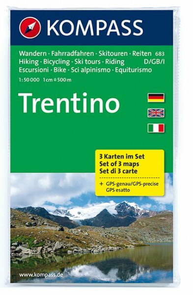 Trentino: Wanderkarten-Set in der Schutzhülle mit Radrouten, Skitouren und Reitwegen. GPS-genau. 1:50000 (KOMPASS Wanderkarte, Band 683)
