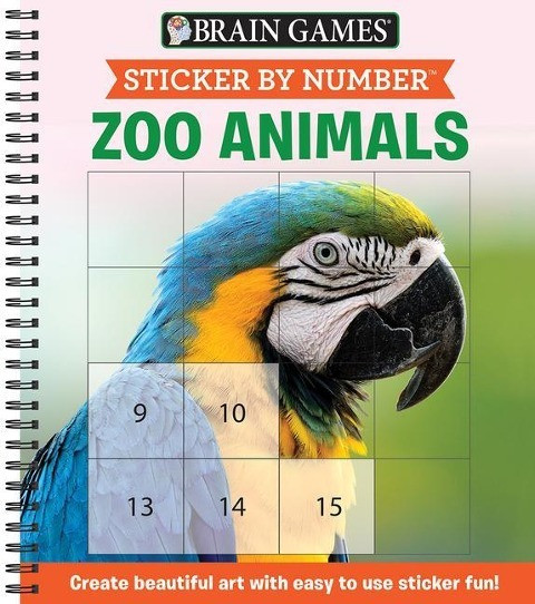 Brain Games - Sticker by Number: Zoo Animals (Square Stickers): Create Beautiful Art with Easy to Us