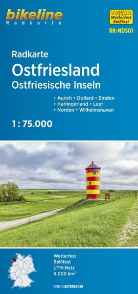 Bikeline Radkarte Deutschland Ostfriesland Ostfriesische Inseln 1 : 75 000