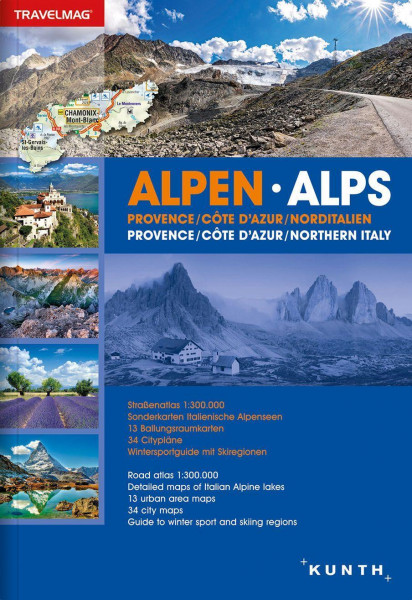 Reiseatlas Alpen / Provence / Cote D'Azur / Norditalien 1:300 000