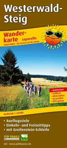 Westerwald-Steig: Leporello Wanderkarte mit Ausflugszielen, Einkehr- & Freizeittipps und Greifenstein-Schleife, wetterfest, reissfest, abwischbar, GPS-genau. 1:25000 (Leporello Wanderkarte / LEP-WK)