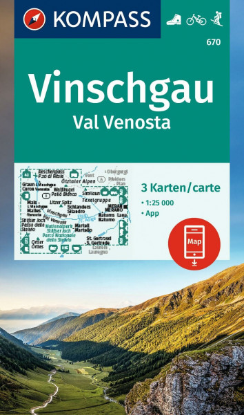 KOMPASS Wanderkarten-Set 670 Vinschgau / Val Venosta (3 Karten) 1:25.000: inklusive Karte zur offline Verwendung in der KOMPASS-App. Fahrradfahren. Skitouren.