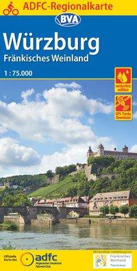 ADFC-Regionalkarte Würzburg Fränkisches Weinland mit Tagestouren-Vorschlägen, 1:75.000