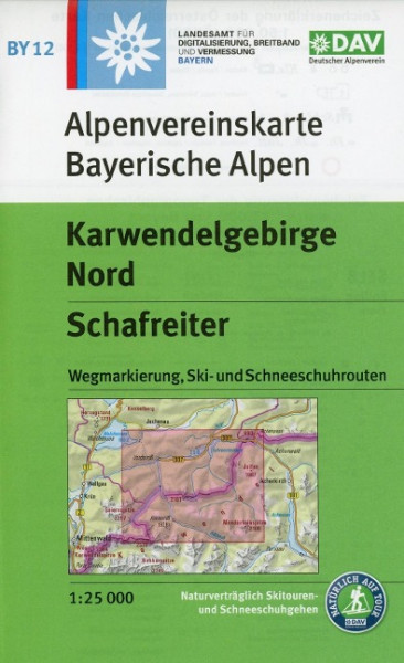 DAV Alpenvereinskarte Bayerische Alpen 12. Karwendelgebirge Nord, Schafreiter 1 : 25 000. Mit Wegmarkierungen, Ski- und Schneeschuhrouten