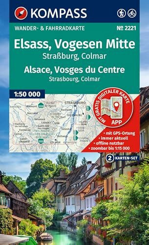 KOMPASS Wanderkarten-Set 2221 Elsass, Vogesen Mitte, Alsace, Vosges du Centre (2 Karten) 1:50.000: inklusive Karte zur offline Verwendung in der KOMPASS-App. Fahrradfahren.