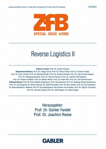Reverse Logistics II (ZfB Special Issue)