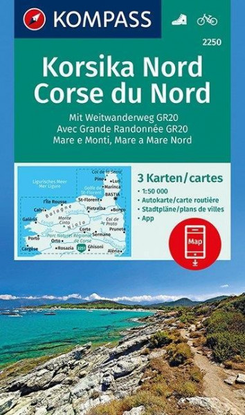KOMPASS Wanderkarte Korsika Nord, Corse du Nord, Weitwanderweg GR20 1:50 000