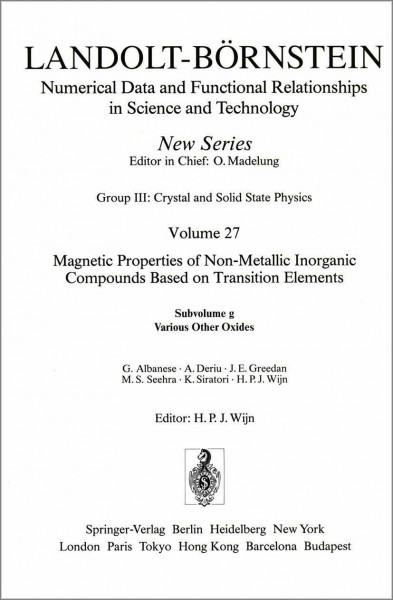 Various Other Oxides / Verschiedene andere Oxide (Condensed Matter)