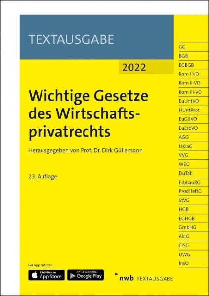 Wichtige Gesetze des Wirtschaftsprivatrechts