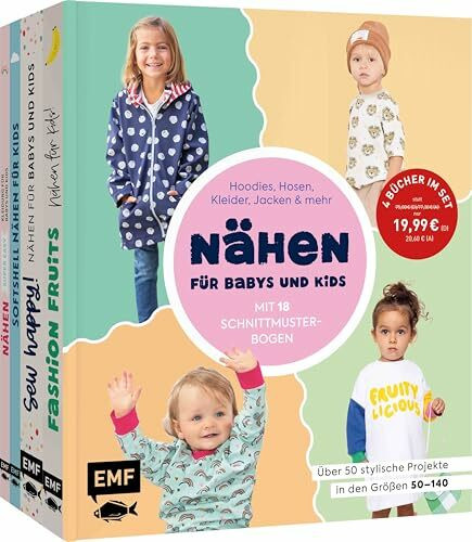 Nähen für Babys und Kids – die XXL-Schnittmustersammlung: Hoodies, Hosen, Kleider, Jacken und mehr – über 50 stylische Projekte in den Größen 50–140 | mit 18 Schnittmusterbogen