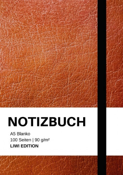 Notizbuch A5 blanko - 100 Seiten 90g/m² - Soft Cover Braun - FSC Papier