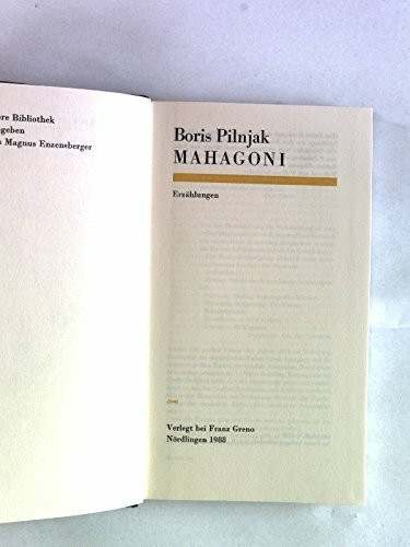 Mahagoni. Erzählungen. (Die Andere Bibliothek)