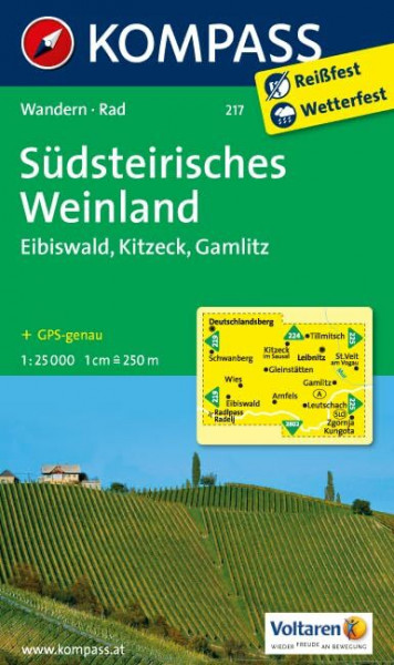 Südsteirisches Weinland - Eibiswald - Kitzeck - Gamlitz: Wanderkarte mit Radrouten. GPS-genau. 1:25000 (KOMPASS Wanderkarte, Band 217)