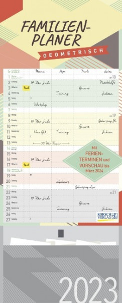 Familienplaner Geometrisch Zetteltasche 2023