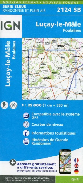 Lucay le Male Poulaines 1 : 25 000 Carte Topographique Serie Bleue Itineraires de Randonnee
