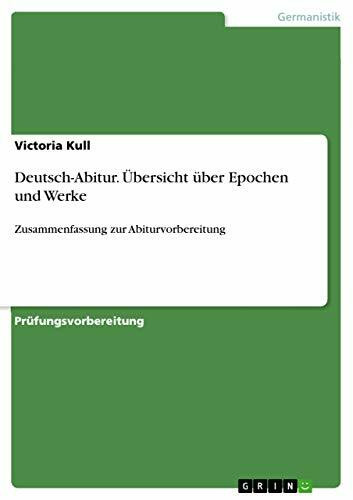 Deutsch-Abitur. Übersicht über Epochen und Werke: Zusammenfassung zur Abiturvorbereitung