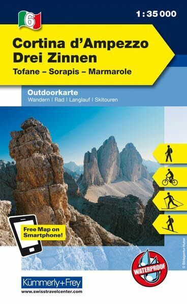 Cortina d'Ampezzo - Drei Zinnen Nr. 06 Outoorkarte Italien 1:35 000: Tofane, Sorapis, Marmarole, free Download mit HKF Maps App (Kümmerly+Frey Outdoorkarten Italien, Band 6)