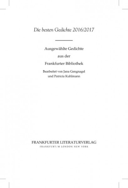Die besten Gedichte 2016/2017