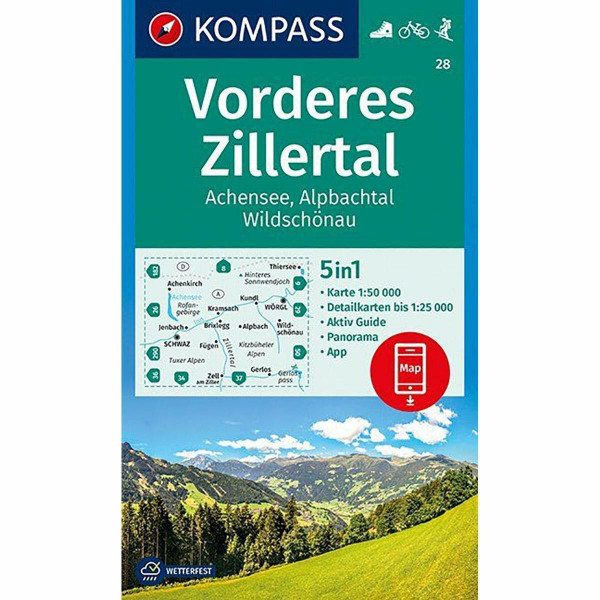 Vorderes Zillertal /Achensee /Alpbachtal /Wildschönau: Wanderkarte mit Aktiv Guide, Panorama, Radwegen und alpinen Skirouten. GPS-genau. 1:50000 (KOMPASS Wanderkarte, Band 28)