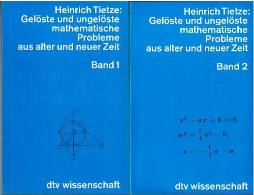 Gelöste und ungelöste mathematische Probleme aus alter und neuer Zeit: Vierzehn Vorlesungen für Laien und Freunde der Mathematik – Band 1: Erste bis achte Vorlesung (dtv - Wissenschaftliche Reihe)