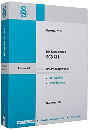 Die Karteikarten BGB AT I: Das Prüfungswissen für Studium und Examen (Karteikarten - Zivilrecht)