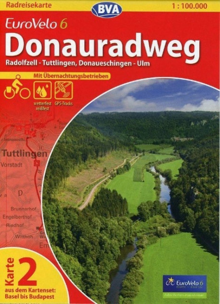 BVA-Radreisekarte Eurovelo 6 Karte 02 Donauradweg 1 : 100 000