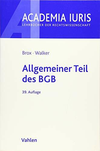 Vahlen Allgemeiner Teil Des Bgb (Academia Iuris)